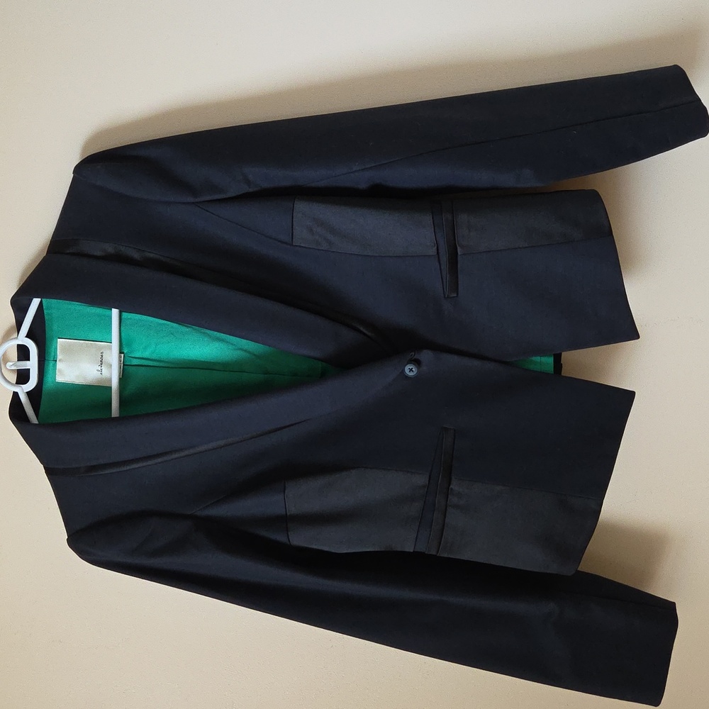 Elevenses Black Blazer with Green Lining